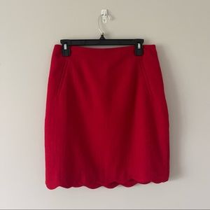 Talbots red scalloped hem skirt